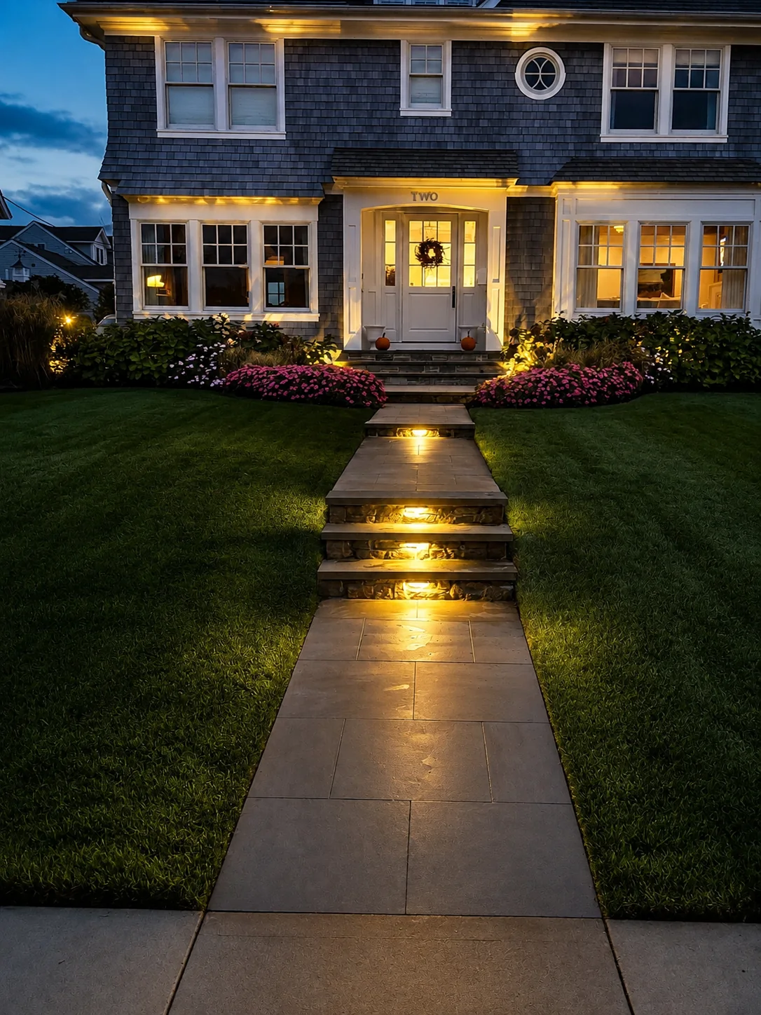 Entry steps with integrated lighting
